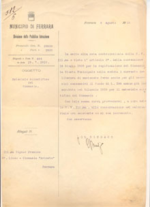 Da Documentazione del Liceo L. Ariosto